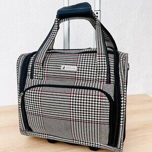 London Fog Under the Seat Carryon Sheffield Roller Bag 15IN Houndstooth #1470